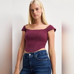 Good American Dolly Super Stretch Soft Corset Top - Fig